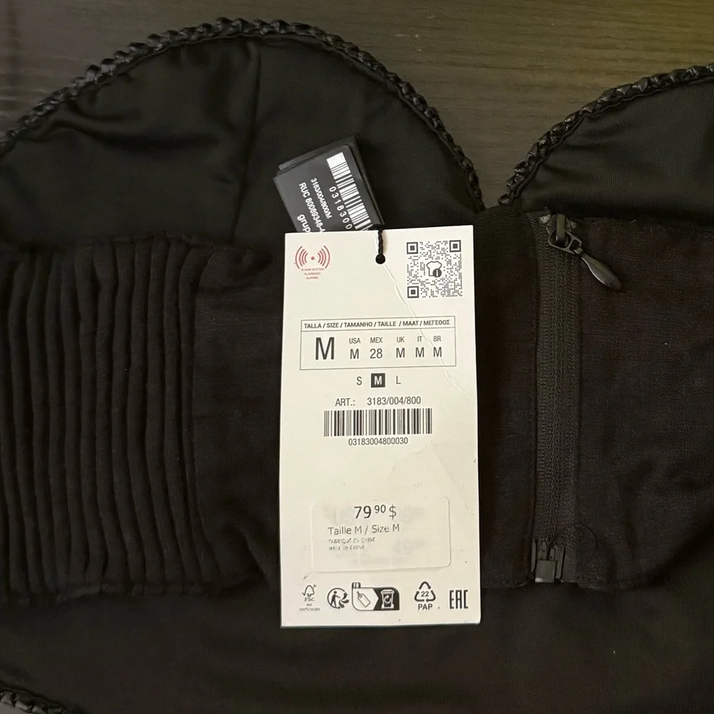 Zara Black Crocheted Strapless Crop Top - Picture 6 of 9